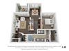 One Bed One Bath A3 Floor Plan at Villas at Stone Oak Ranch, Texas, 78727 at Villas at Stone Oak Ranch, Austin, Texas